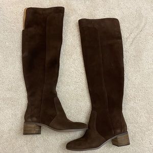 Brown Suede Over The Knee Boots